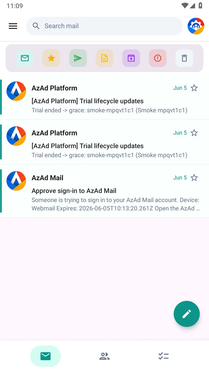AzAd Mail mobile experience